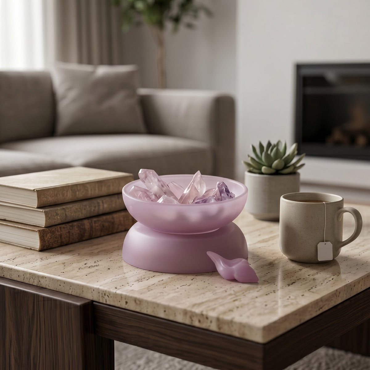 Serene Lilac Amethyst Crystal Aromatherapy Diffuser Set