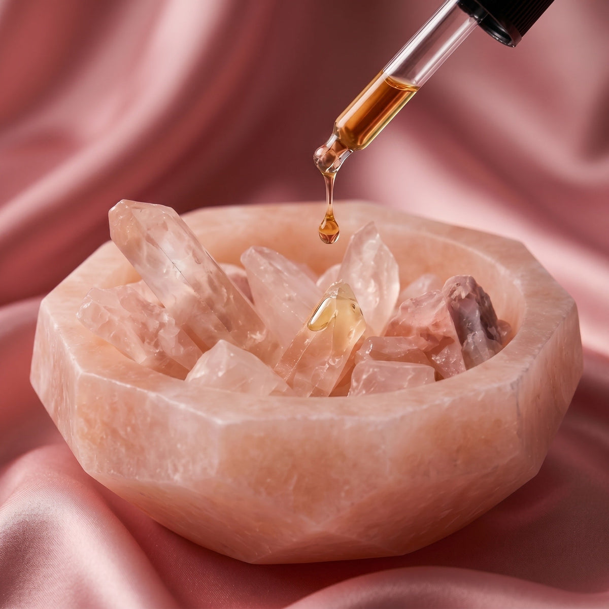 Geometric Blush Crystal Aromatherapy Diffuser Bowl Set