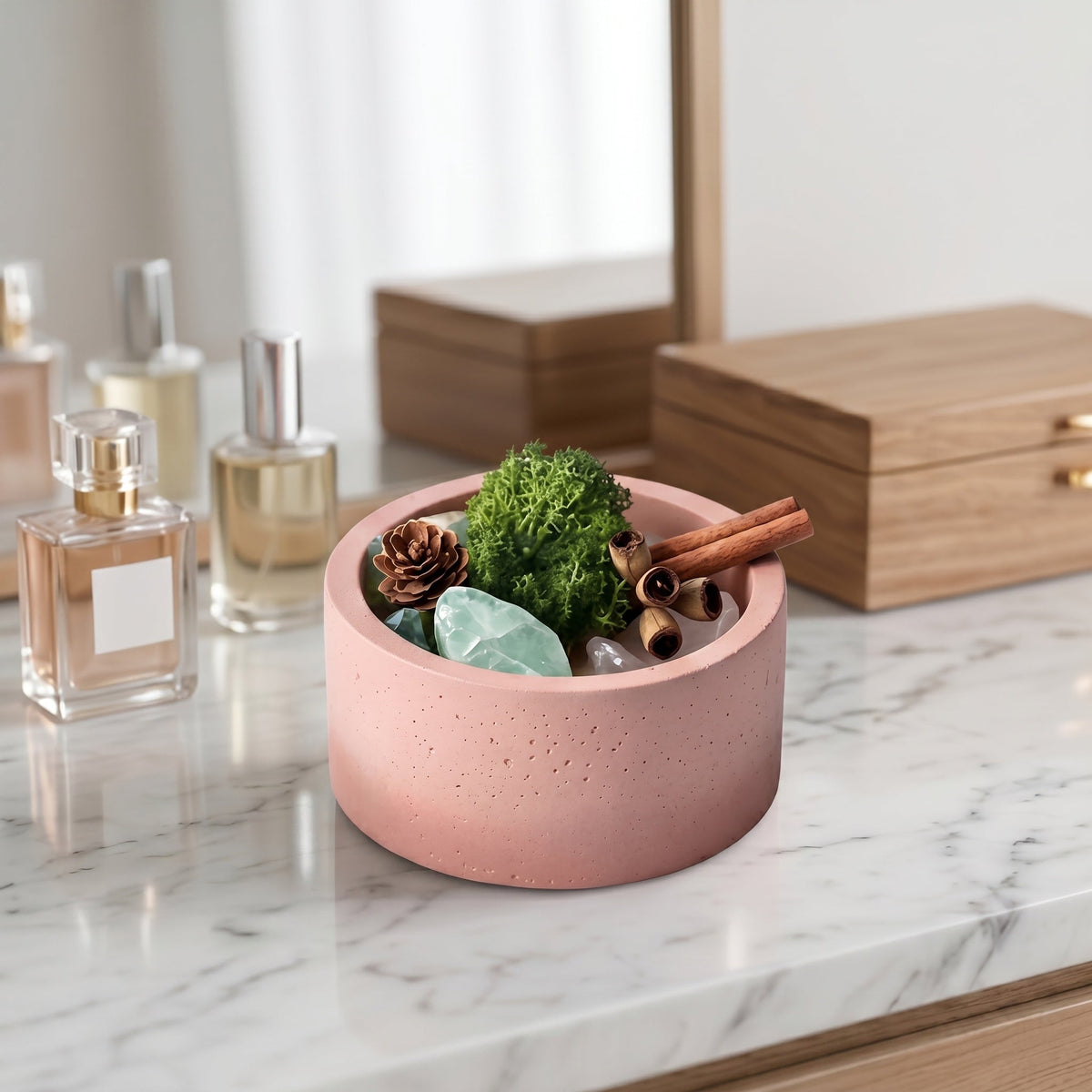 Blush Pink Industrial Woodland Aromatherapy Diffuser Set